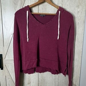POL Cropped Hoodie– Maroon/Burgundy – Size Small